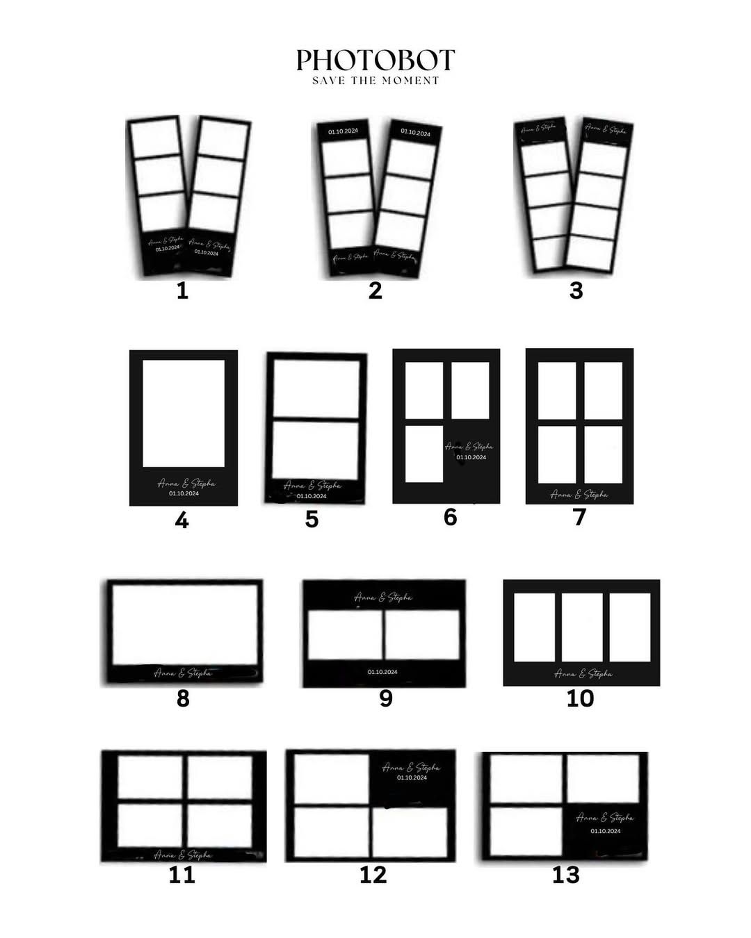 Fotobox Layout-Übersicht – Alle verfügbaren Design-Optionen und Formate